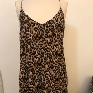 Leopard print spaghetti straps shift dress